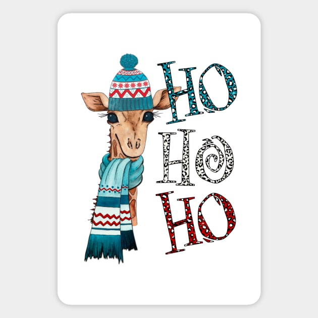 HO HO HO, Giraffe Magnet by hippyhappy